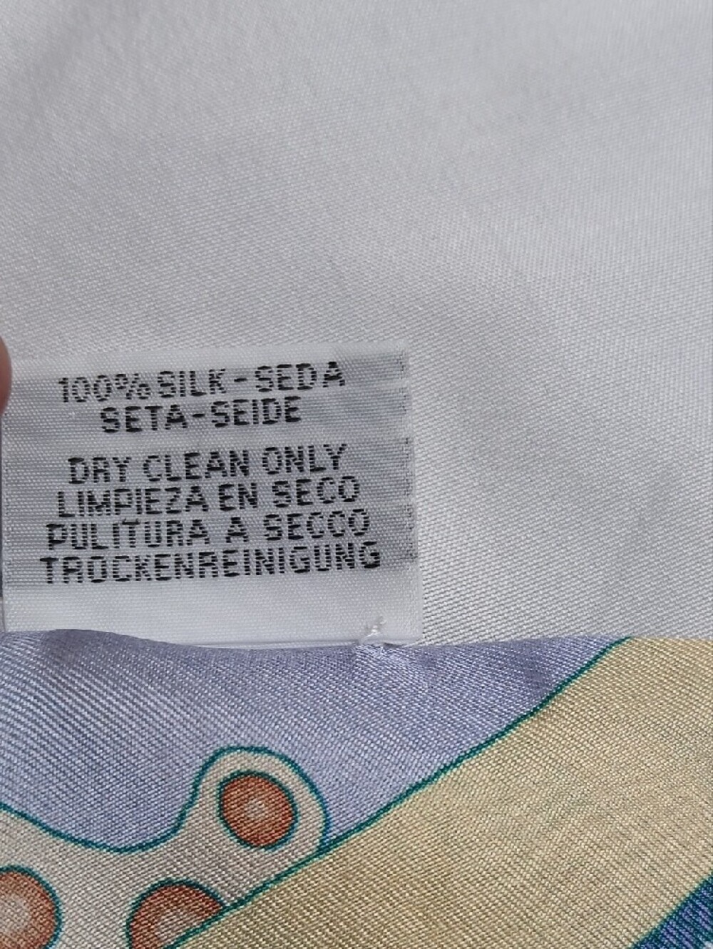 Hermes Twilly Silk Scarf in Pastel Blue, Yellow & Green - Picture 5 of 5